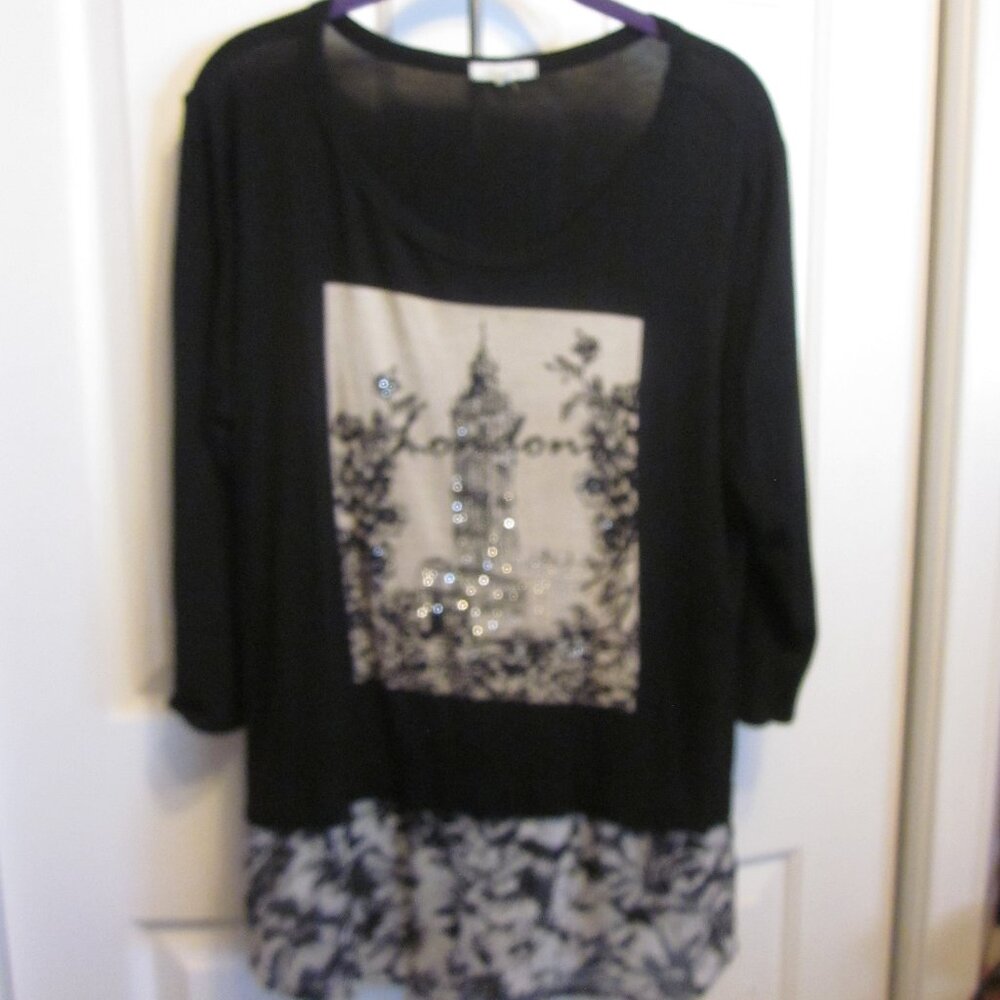 Ava James Black London Tunic Sz L
